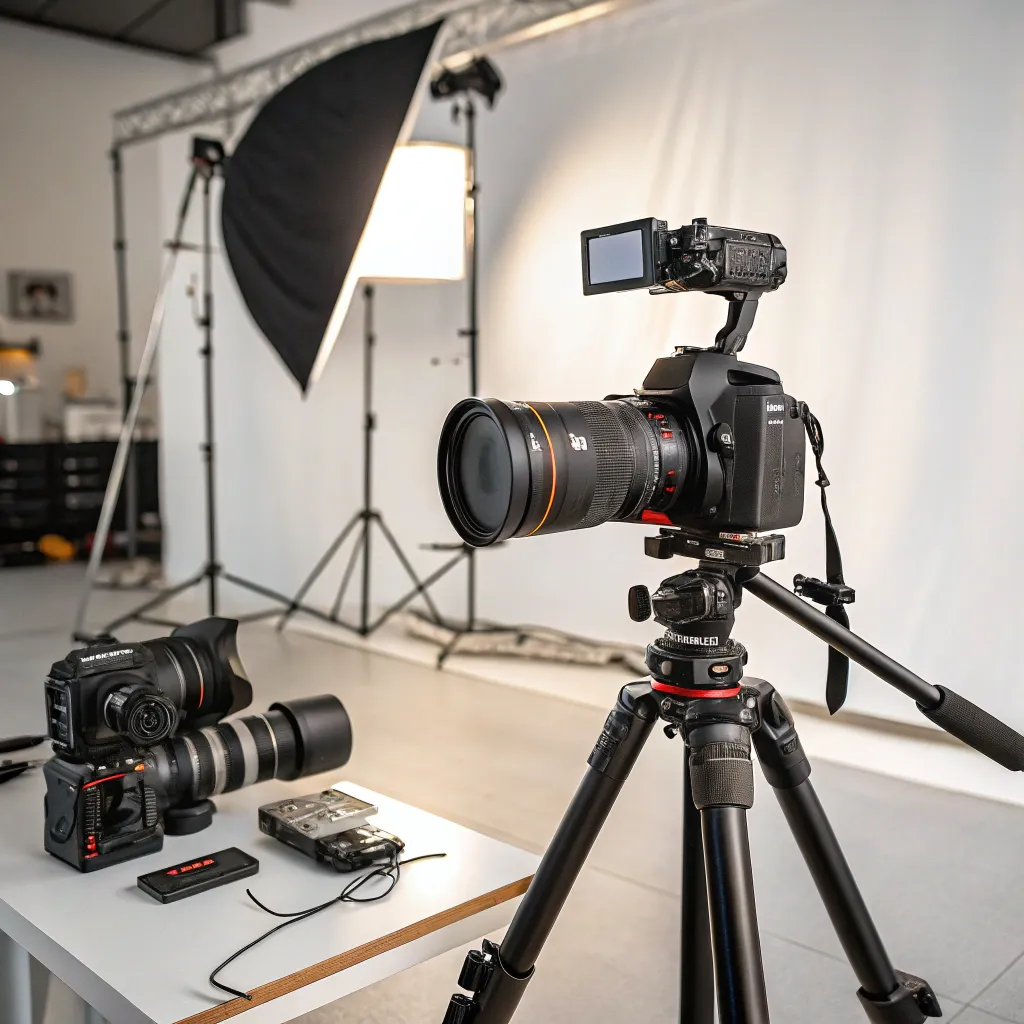High-end professional camera setup in a studio environment